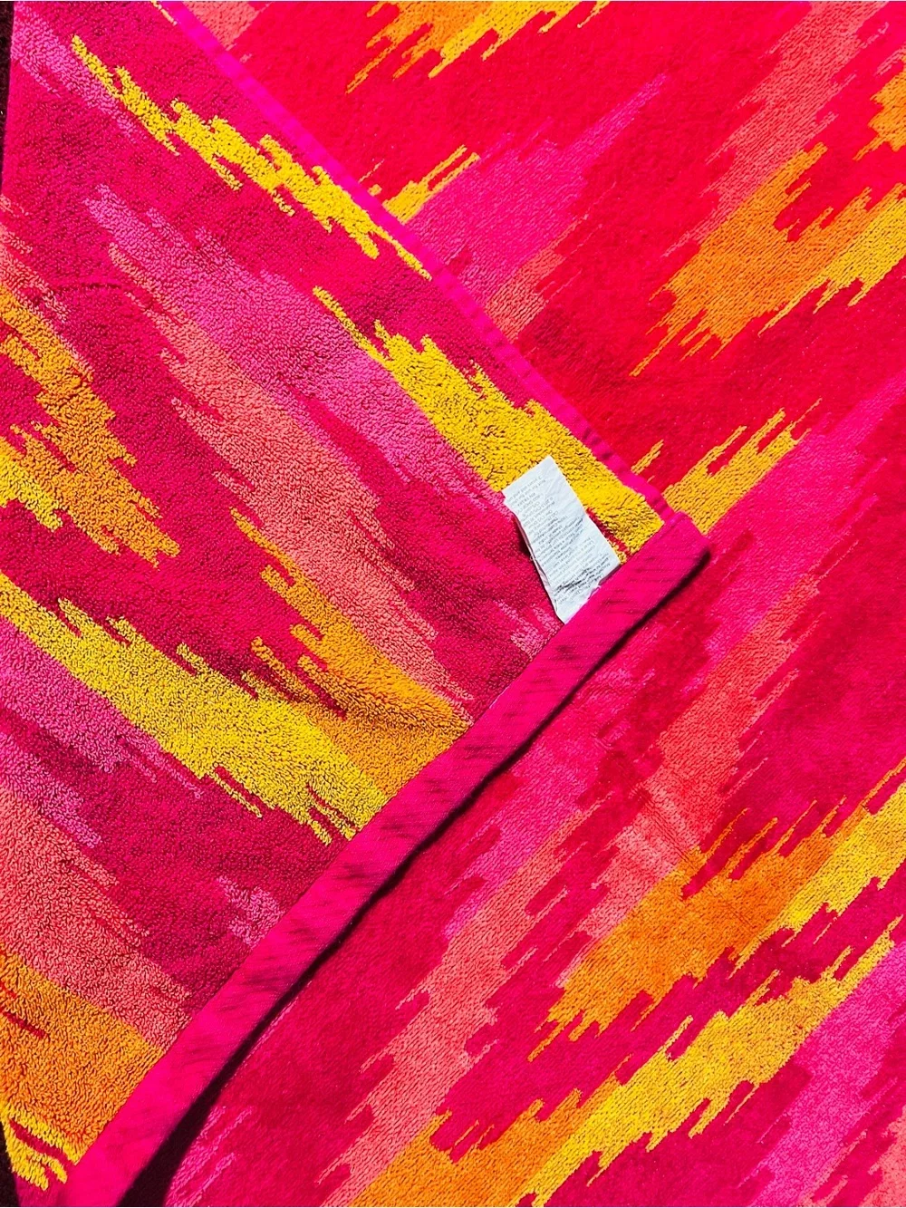 Brightly Colored Yellow Orange Fuchsia Chevron Beach Towel